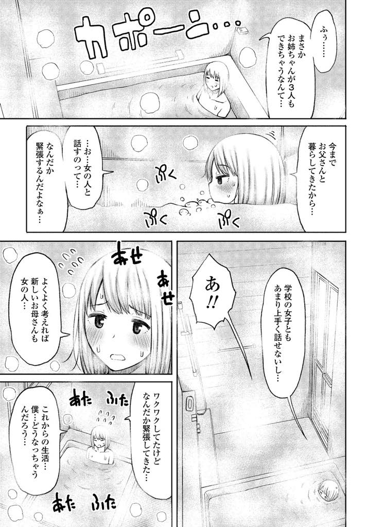 【エロ漫画】再婚して物心ついた時から母親がいない可愛い義弟ができた処女巨乳JD...一緒にお風呂に入り勃起の鎮め方が分からずエッチするしかないと思い込みちょうど良いショタチンポで処女を卒業し中出しセックス【長い草:お父さんの再婚でお姉ちゃんがいっぱいできた 第1話】